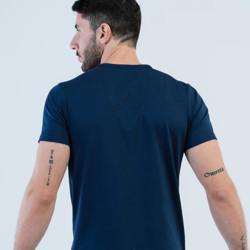 Basic navy tee from Giza cotton - straight hem cut
