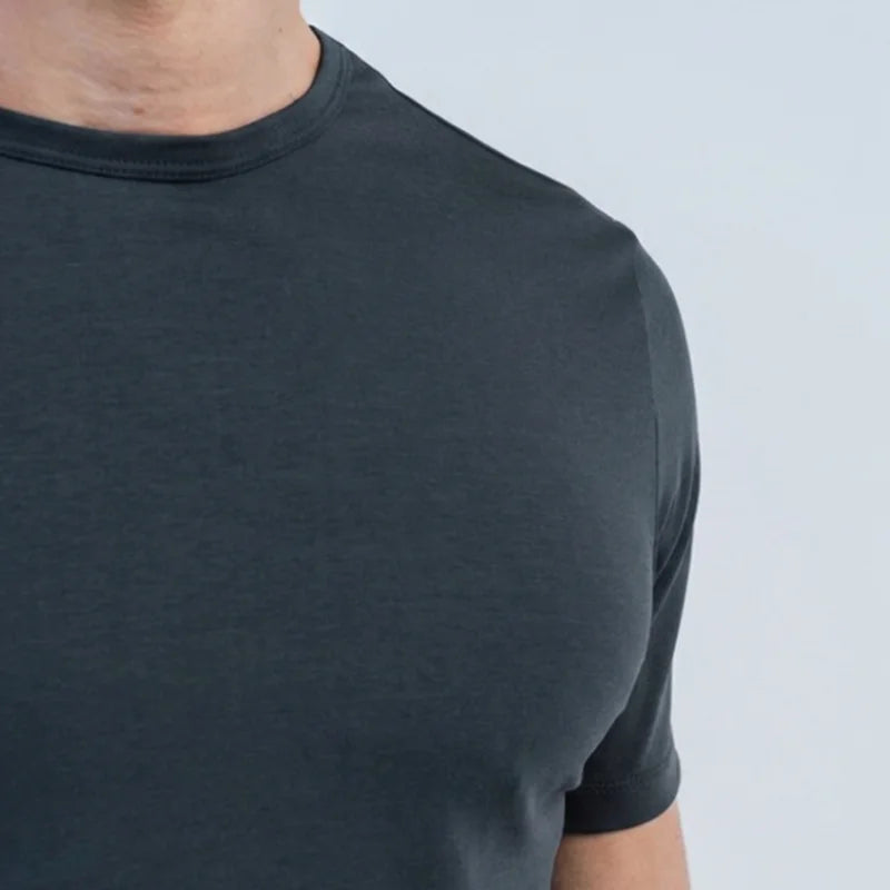 ab tee in carbon grey reinforced collar