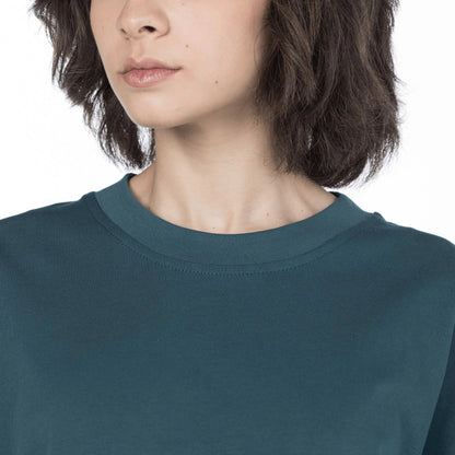 Close-up of soft  vintage blue Giza Egyptian cotton fabric used in Intersect Collection premium oversized t-shirts