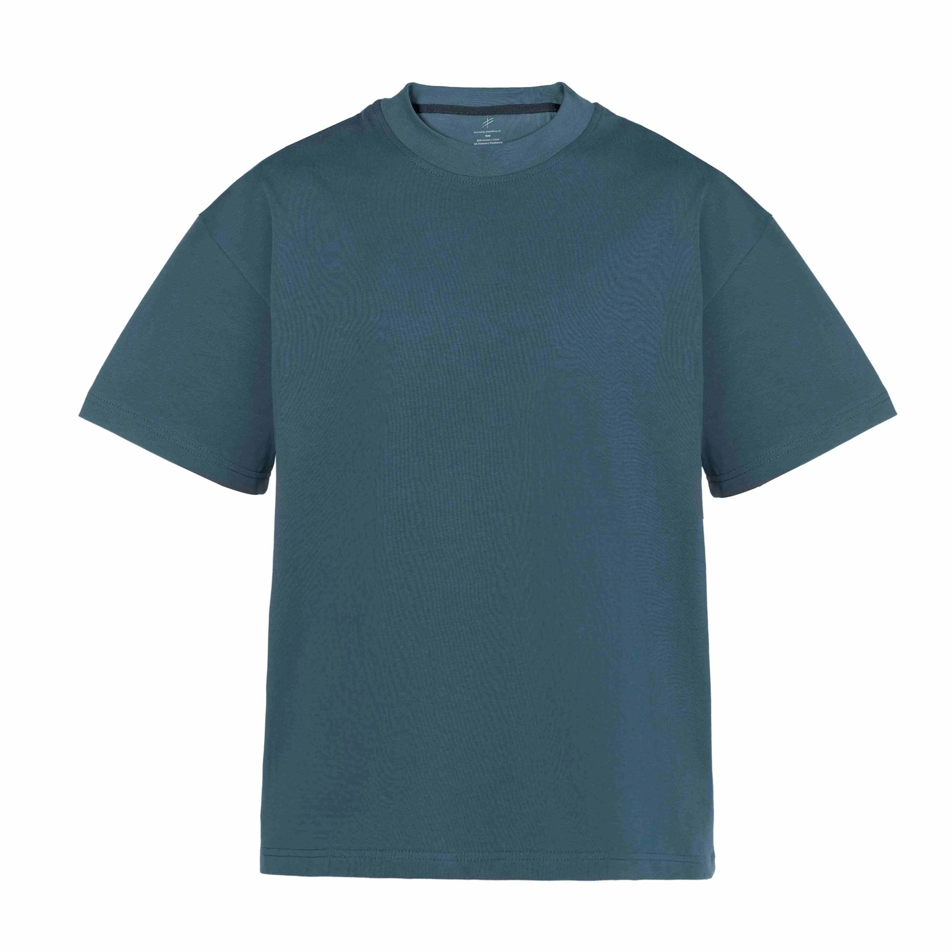  Vintage blue Oversized Egyptian cotton drop shoulder tee laid flat