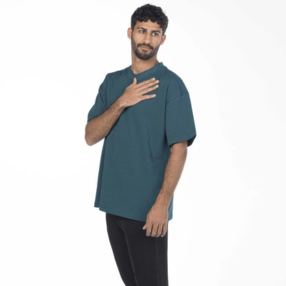 vintage blue Egyptian cotton drop shoulder crew neck from Intersect Collection