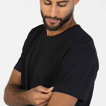 Close-up of soft black Giza Egyptian cotton fabric used in Intersect Collection premium shirts