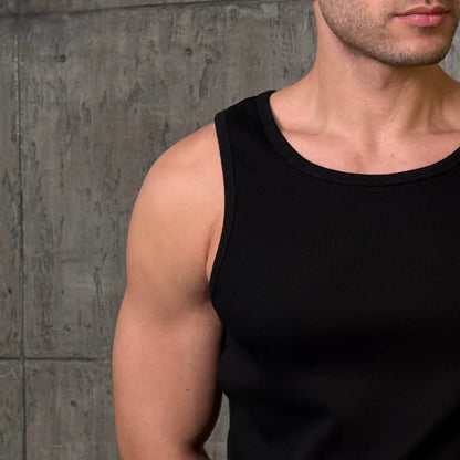 intersect gym black essential rib knit tank