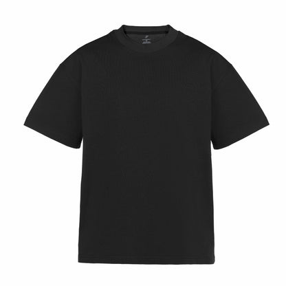 Black drop shoulder crew neck laid flat from Intersect
